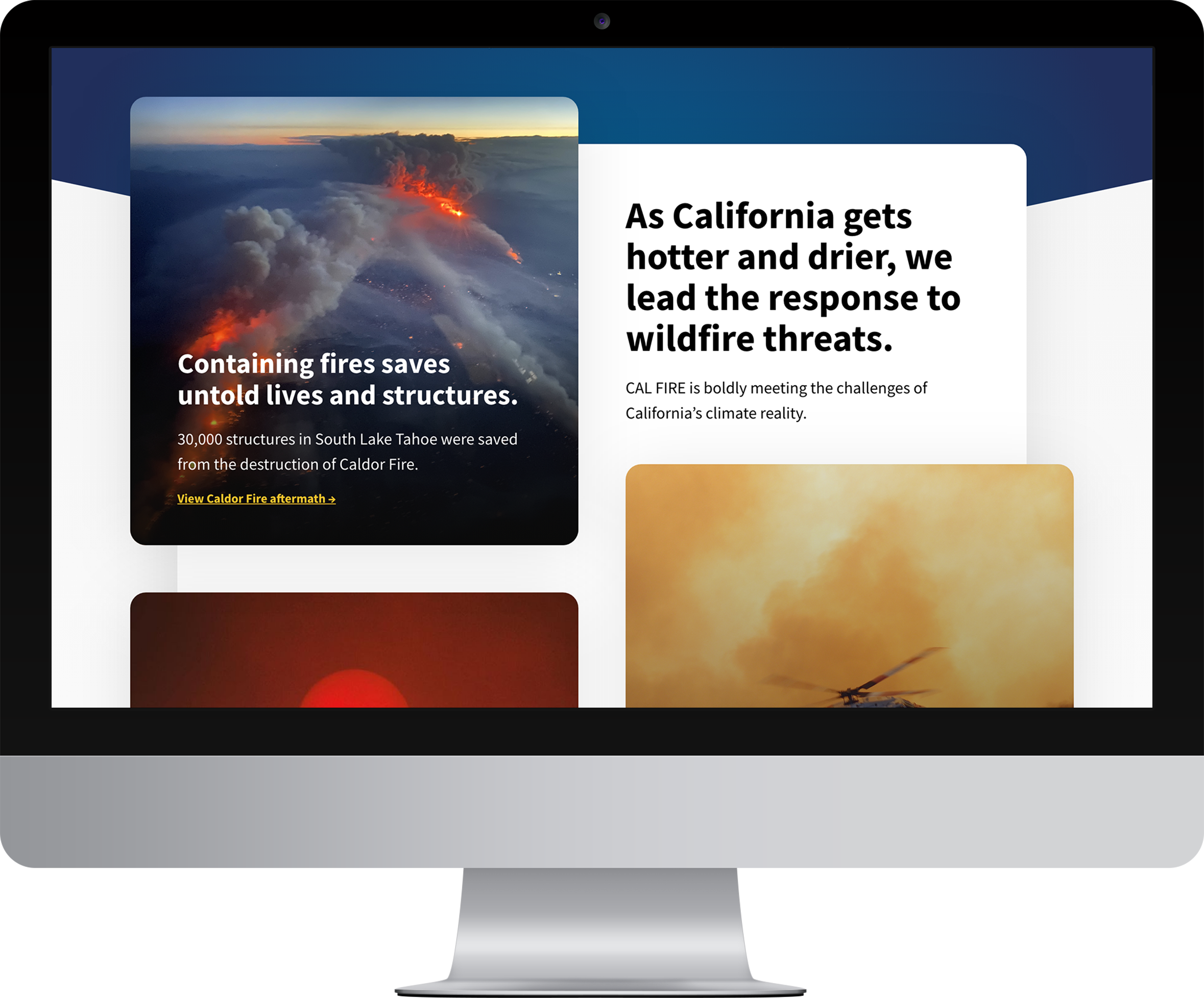 desktop-our-impact CAL FIRE website demonstrates impact on the California